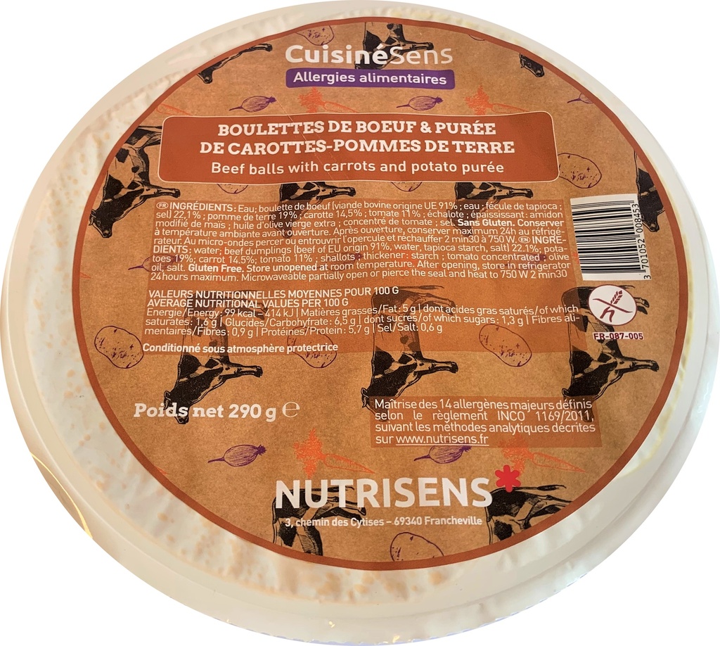 NS all°(14boulettes de boeuf purée carotte 290g