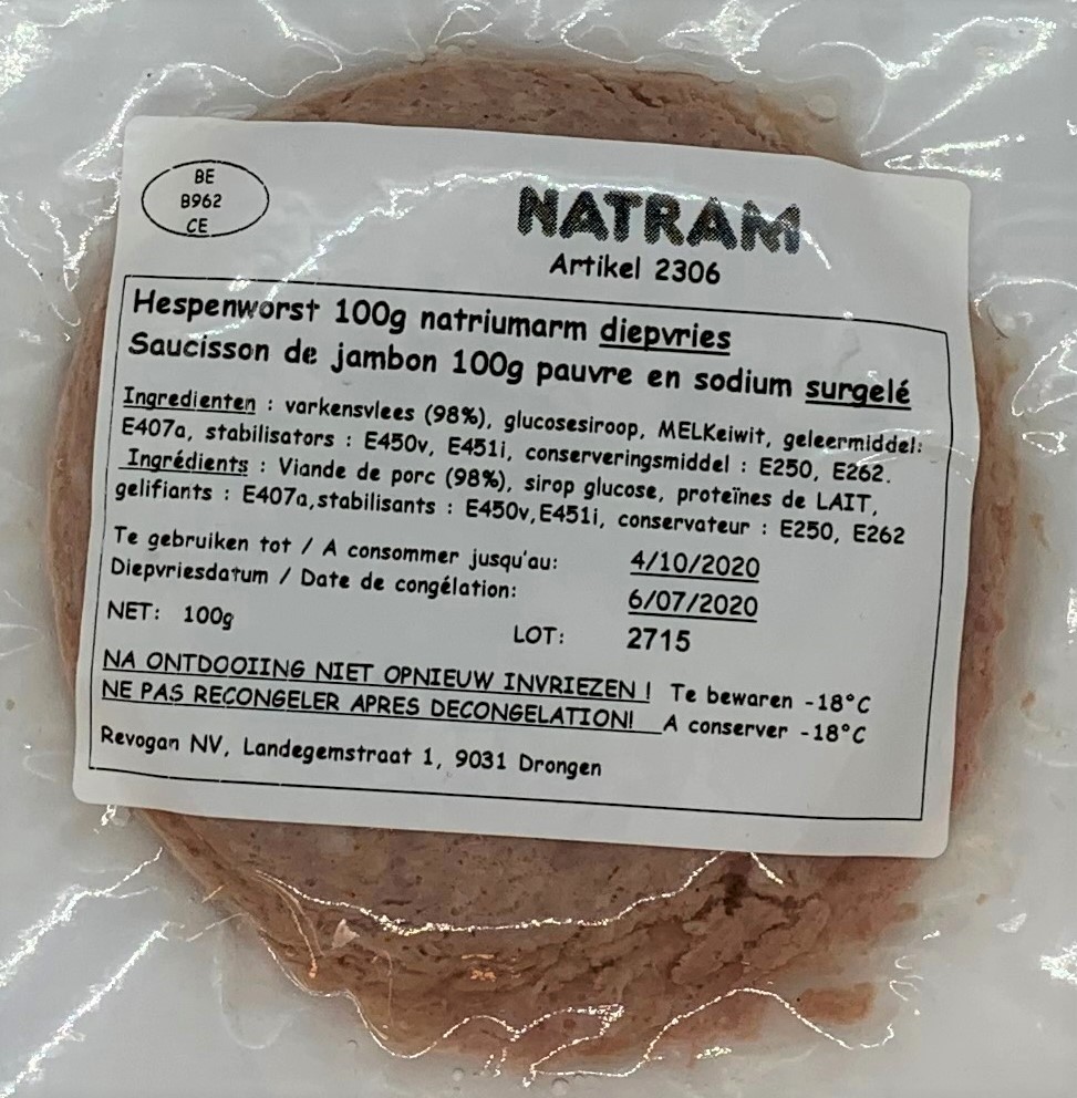 Natram ham sausage low sodium 100g x 10 frozen