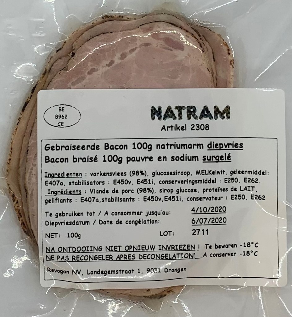 Natram bacon braisé ps/maigre 100gx10 surg