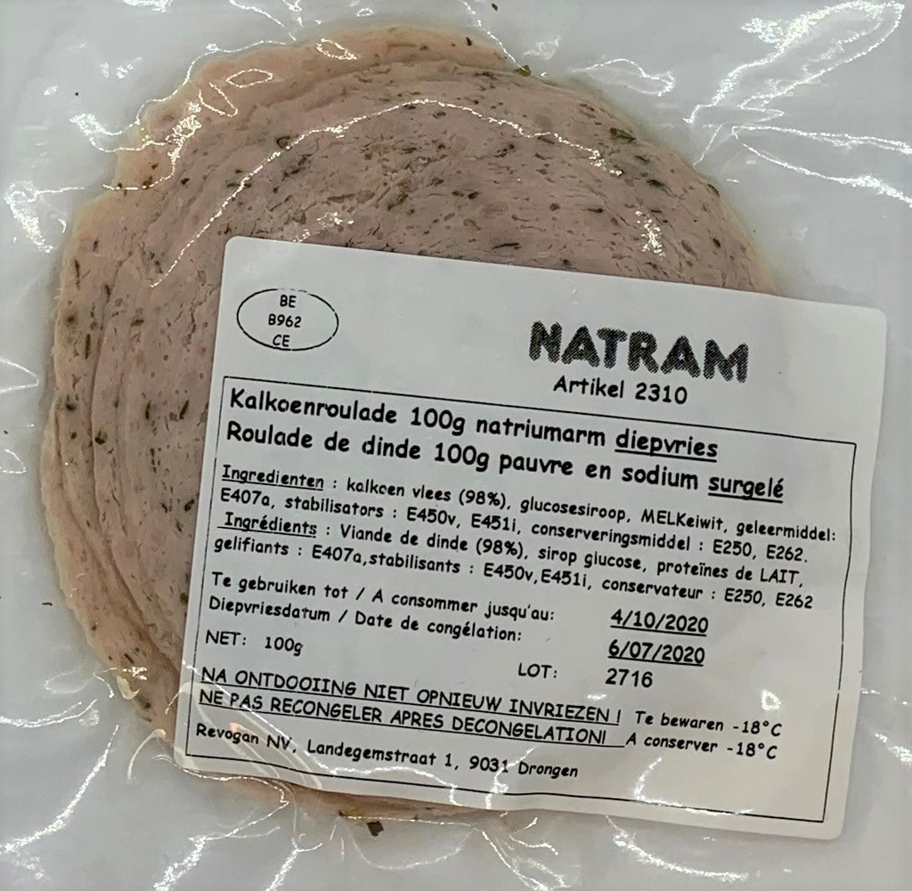 Natram kalkoenroulade na/va 100gx10 diepvries