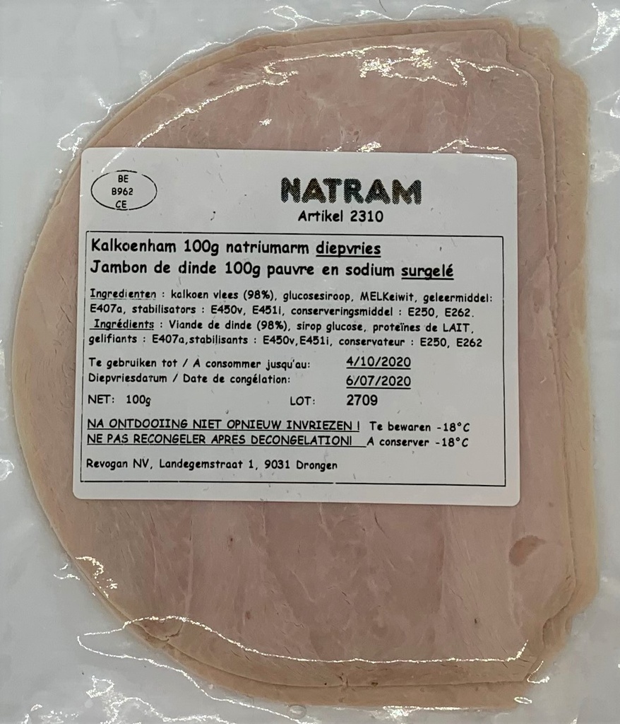 Natram jambon de dinde ps/maigre 100gx10 surgelé