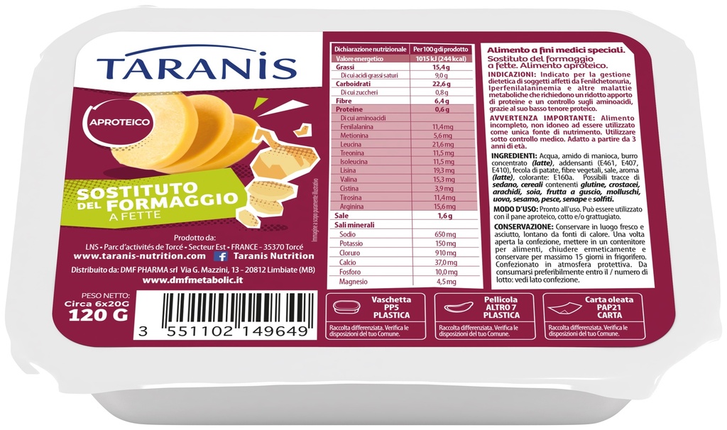 Taranis cheese replacer in slices 120g