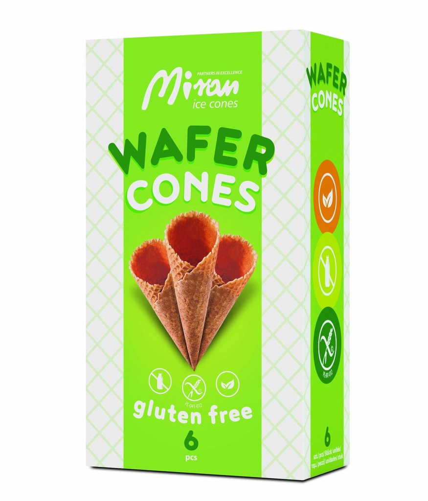 Miran ice cream cones 6pcs 85g glut° and lact°