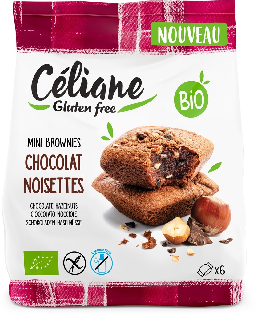 Céliane mini brownies choc. noisettes bio 6p 170g