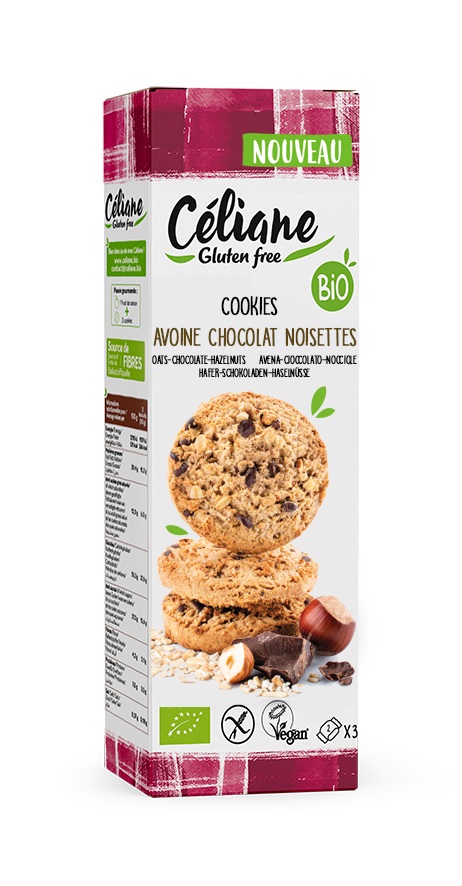 [3425] Céliane oats chocolat hazelnuts cookies bio 120g
