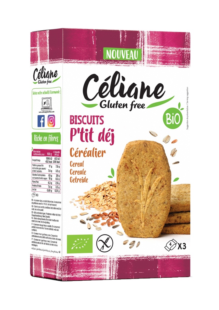 Celiane cereal breakfast cookies organic 140g