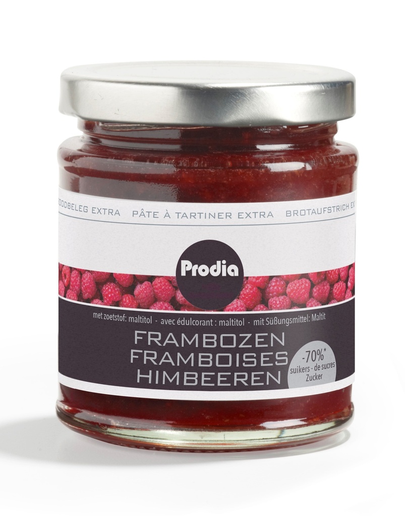 Prodia pâte à tartiner extra 215g framboise pauvre en sucre