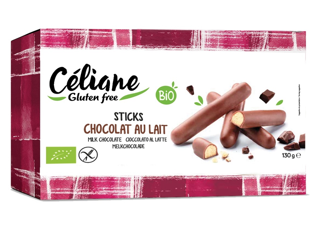 Celiane milk chocolate fingers organic 130g