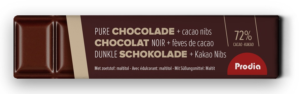 Prodia bar chocolat noir 72% grué de cacao 35g x 20pcs