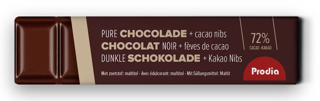 Prodia chocoladereep puur 72% cacaonibs 35g x 20 suikervrij