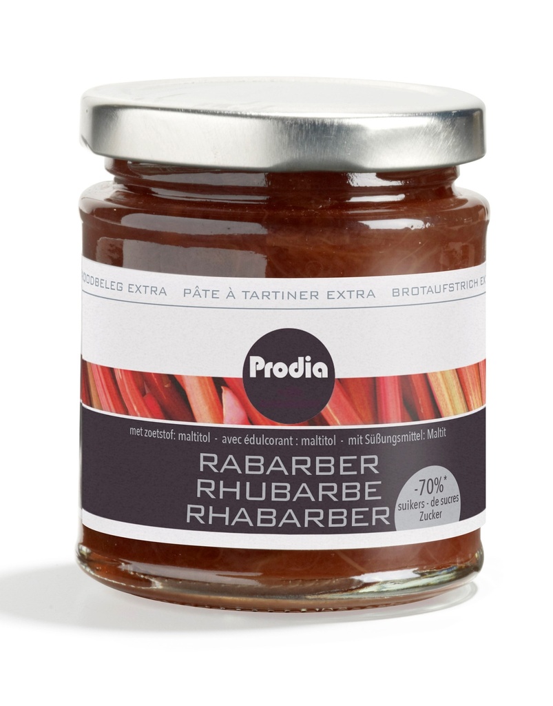 Prodia pâte à tartiner extra 215g rhubarbe pauvre en sucre