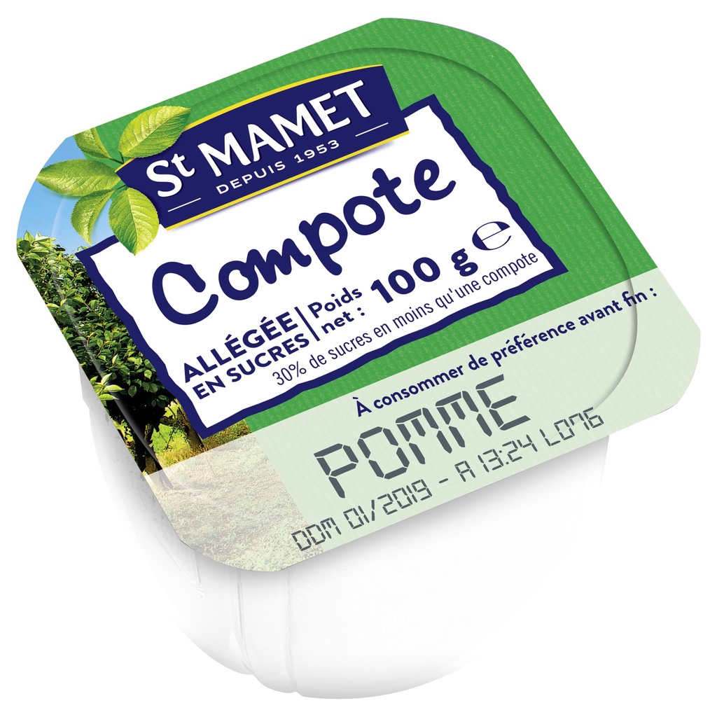 St Mamet compote de pommes 100ml x 120 avec sucre