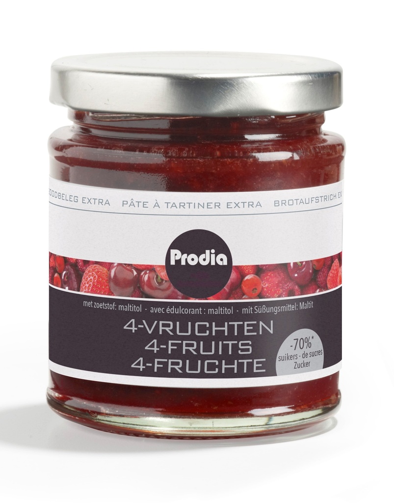 Prodia pâte à tartiner extra 215g 4-fruits pauvre en sucre
