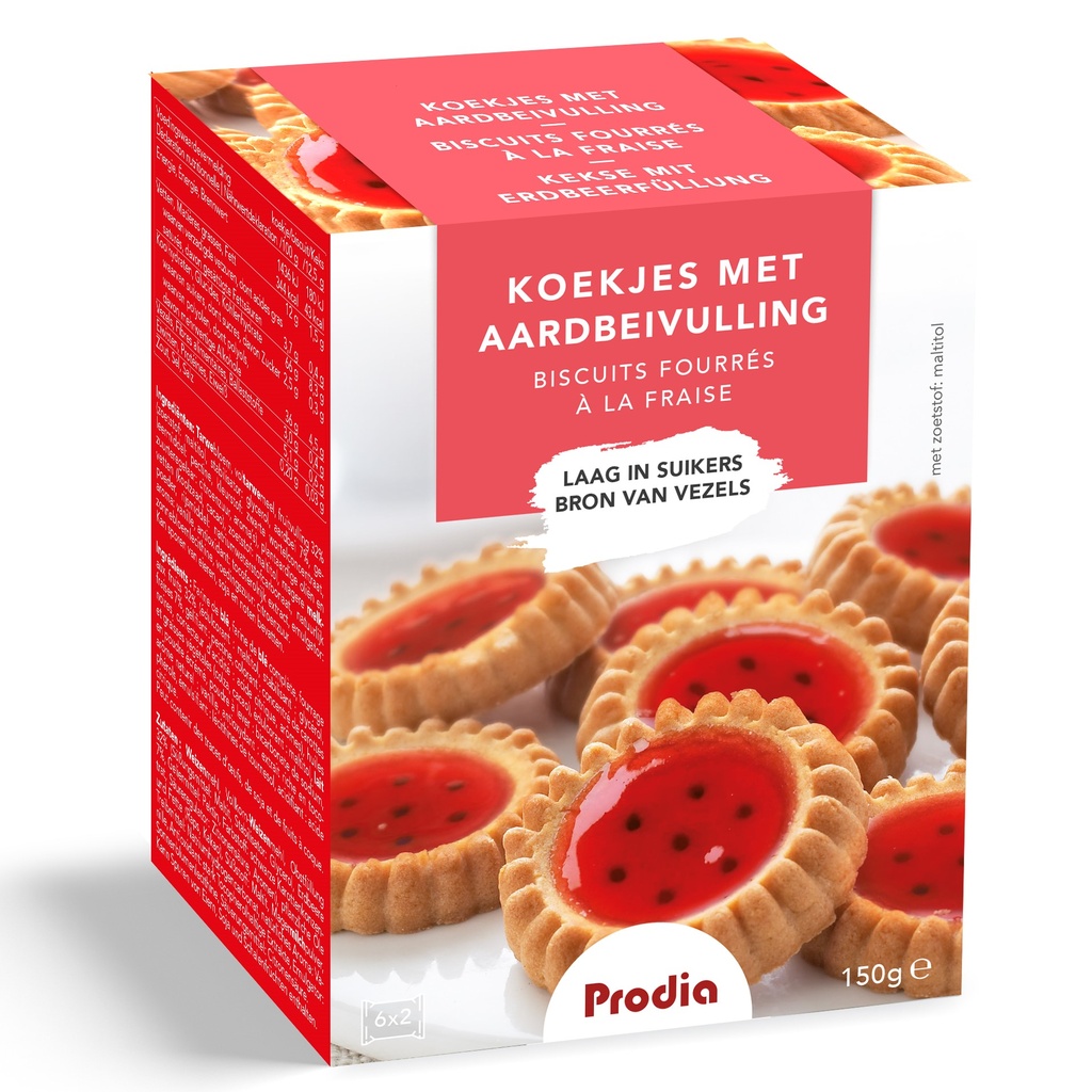 Prodia biscuits fourrés à la fraise 150g pauvre en sucre