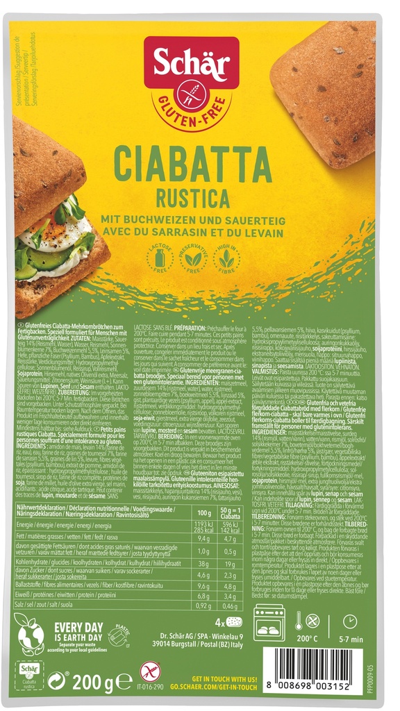 Schär ciabatta rustica 200g (4x50g) - 2666378