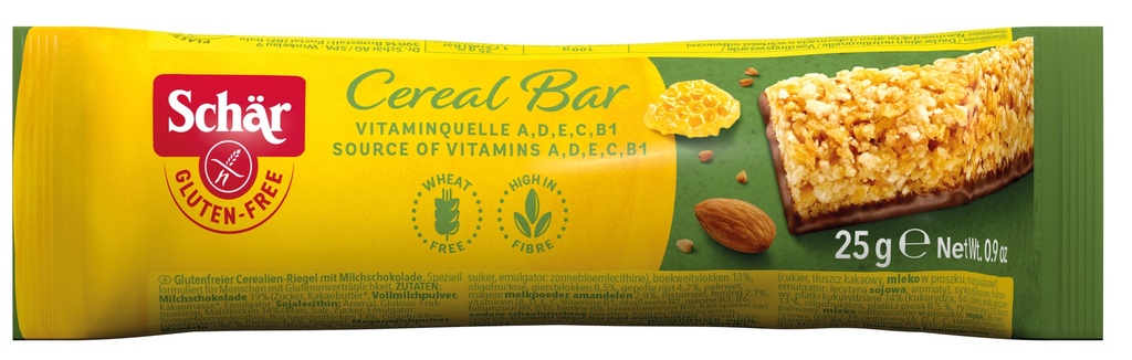 Schär cereal bar milk chocolate 25g