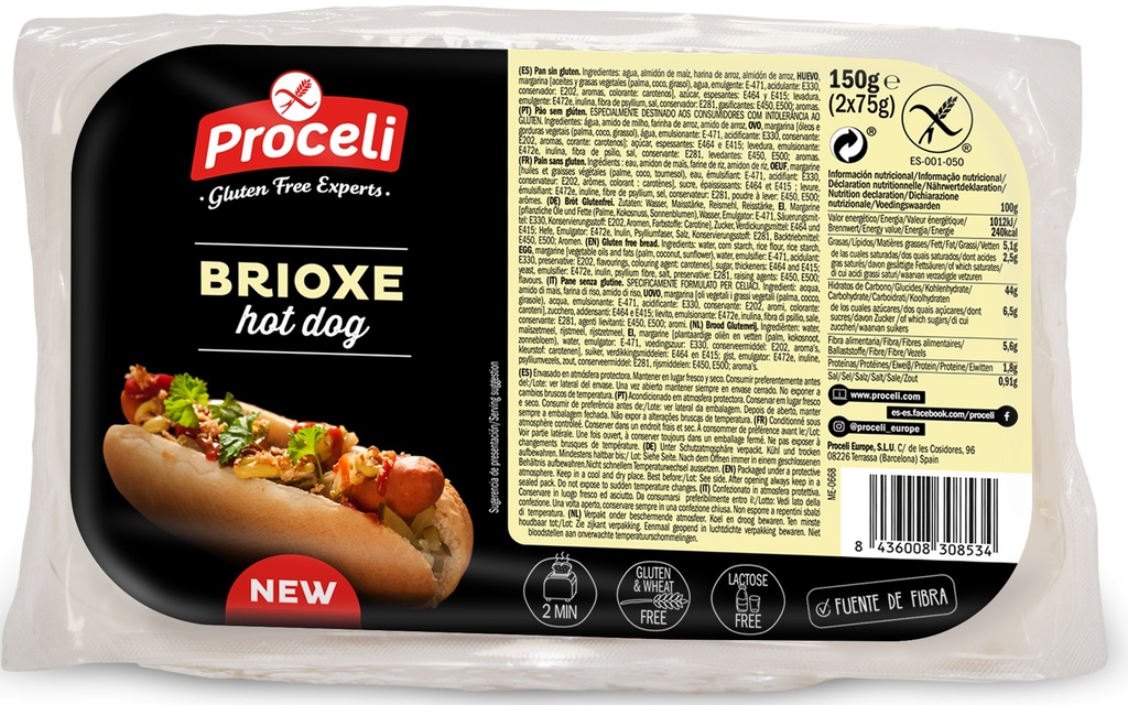 Proceli brioxe hot dog 150g (2x75g)