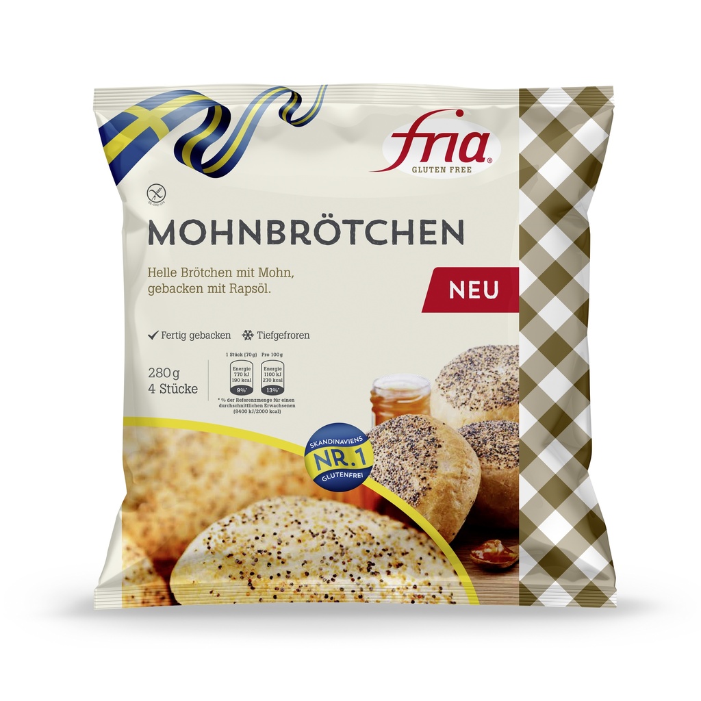 Fria maanzaadbroodjes 4st 280g diepvries