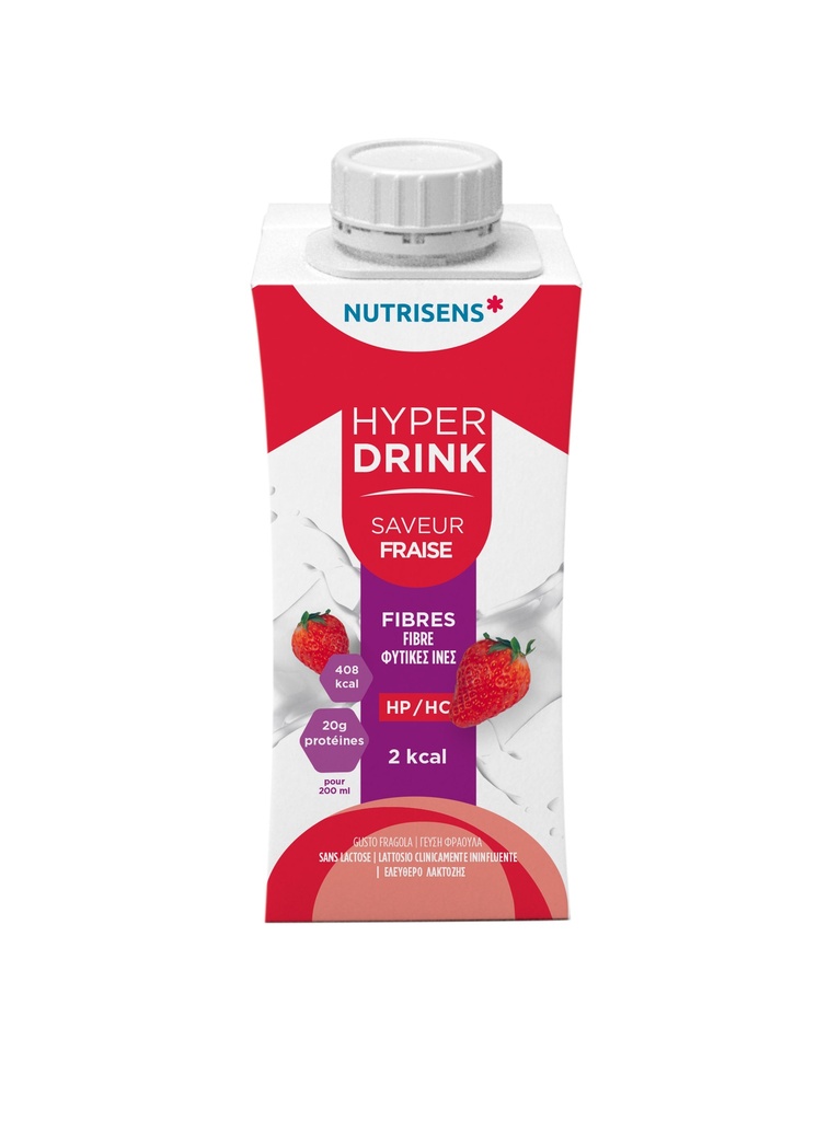 NS hyperdrink 2Kcal vezels aardbeismaak 200ml x 4 HP/HC 