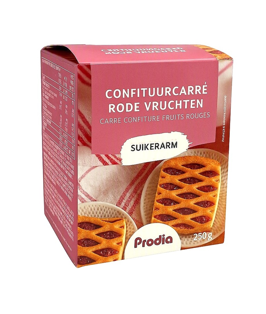 Prodia carré confiture fruits rouges 250g pauvre en sucre