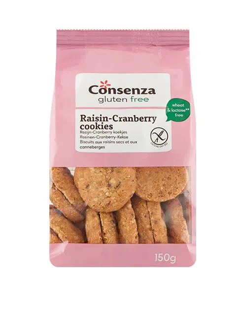 Consenza biscuits aux raisins secs et canneberges bio lact° 150g   