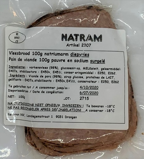[2307] Natram vleesbrood na 100gx10 vries