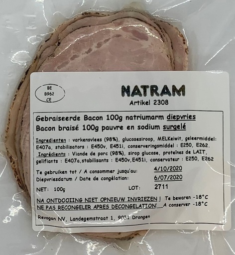 [2308] Natram gebraiseerde bacon na/va 100gx10 vries