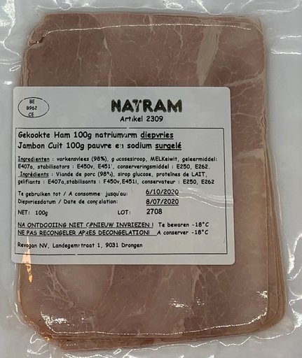 [2309] Natram cooked ham low sodium 100g x 10 frozen