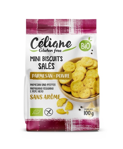 [3431] Céliane savory biscuits Parmesan pepper bio 100g
