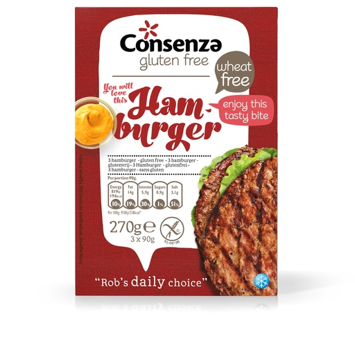 [3974] Consenza hamburger 3st 270g  diepvries