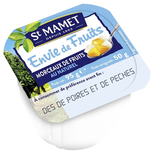 [5740] St Mamet dés de poires/pêches 100ml x 120 s/sucre