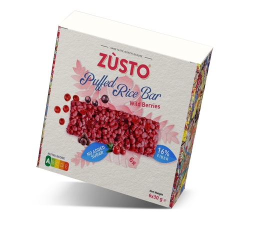 [2148] Zùsto puffed rice bar forest fruit 6 x 30g 